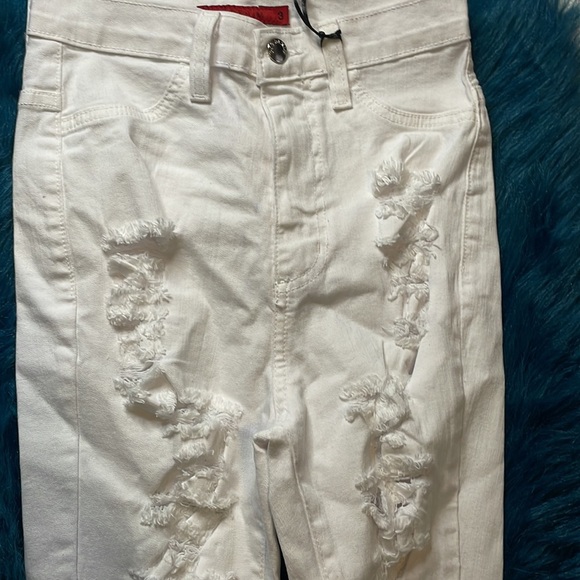 GJG DENIM High Waisted Destroyed White Denim Jeans - Picture 10 of 11